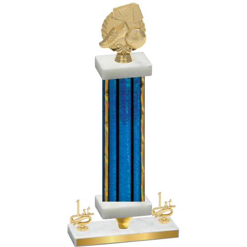 Premium Single Blue Glacier First Place Soccer Trophy