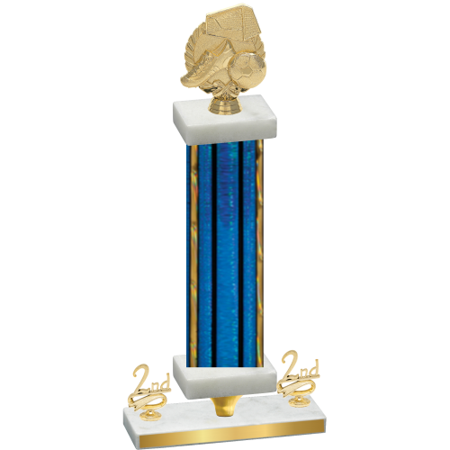 Premium Single Blue Glacier Second Place Soccer Trophy