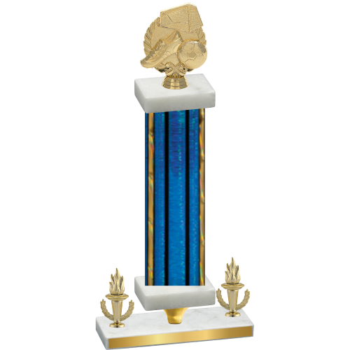 Premium Single Blue Glacier Victory Soccer Trophy