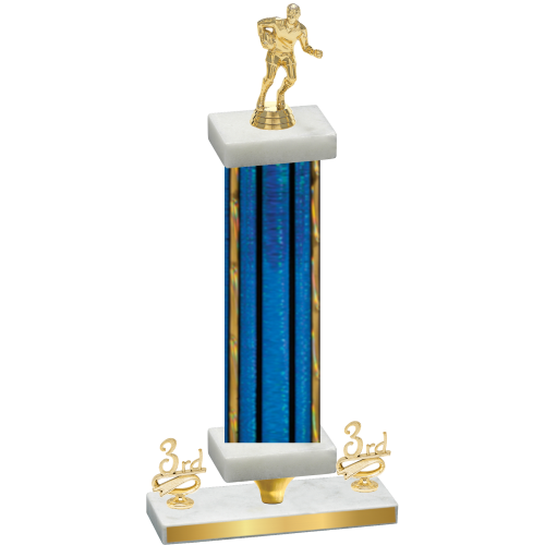 Premium Single Blue Glacier Third Place Rugby Trophy