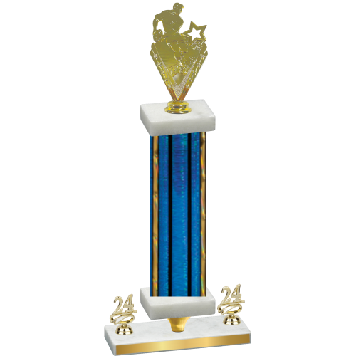 Premium Single Blue Glacier Year Rugby Trophy
