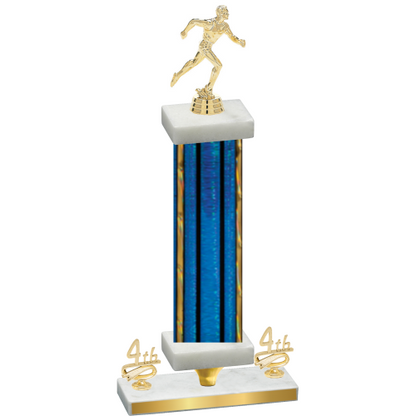 Premium Single Blue Glacier Fourth Place Running Trophy