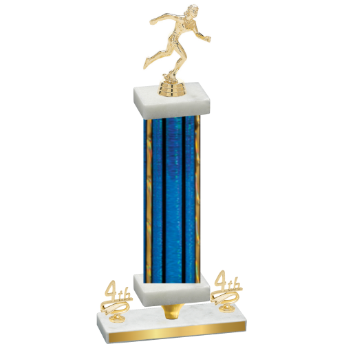 Premium Single Blue Glacier Fourth Place Running Trophy