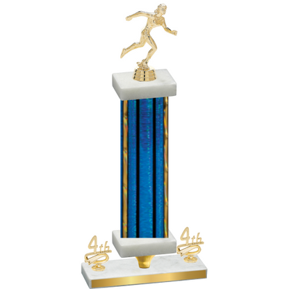 Premium Single Blue Glacier Fourth Place Running Trophy