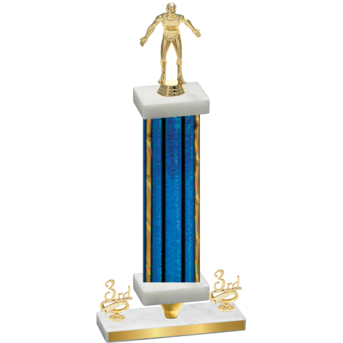 Premium Single Blue Glacier Third Place Wrestling Trophy