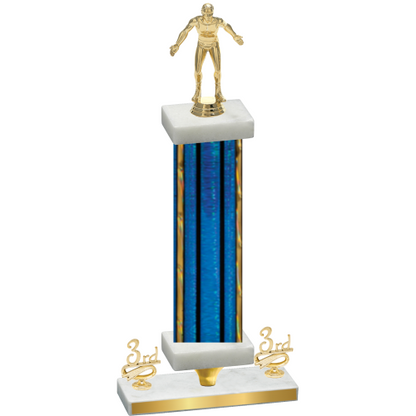 Premium Single Blue Glacier Third Place Wrestling Trophy