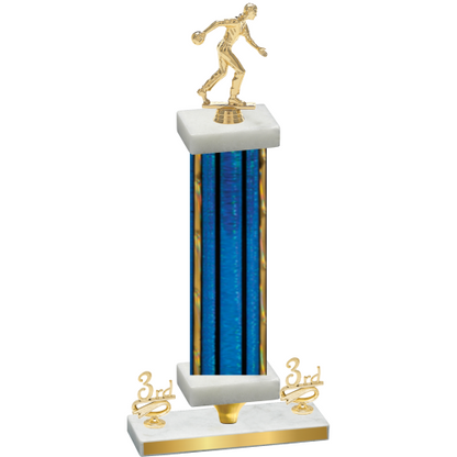 Premium Single Blue Glacier Third Place Bowling Trophy
