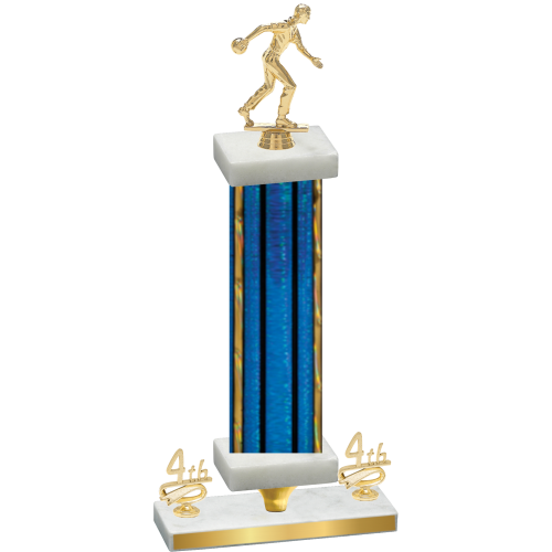 Premium Single Blue Glacier Fourth Place Bowling Trophy