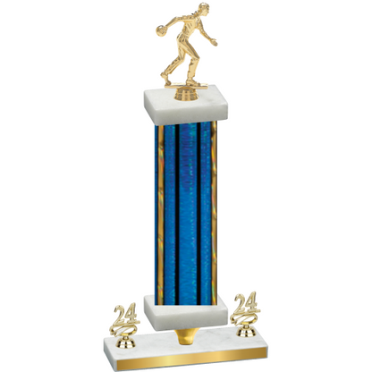 Premium Single Blue Glacier Year Bowling Trophy
