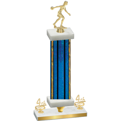 Premium Single Blue Glacier Fourth Place Bowling Trophy