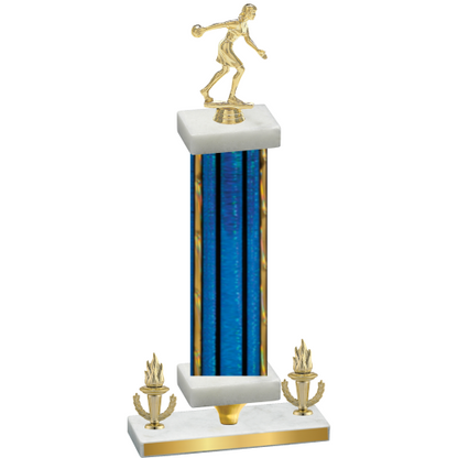 Premium Single Blue Glacier Victory Bowling Trophy