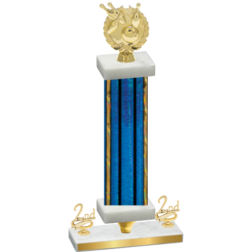 Premium Single Blue Glacier Second Place Bowling Trophy