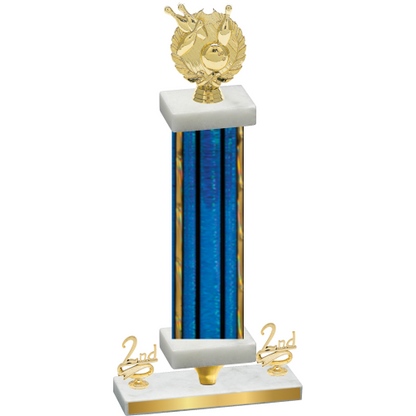 Premium Single Blue Glacier Second Place Bowling Trophy