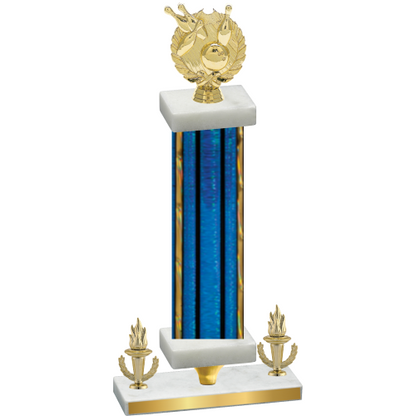 Premium Single Blue Glacier Victory Bowling Trophy
