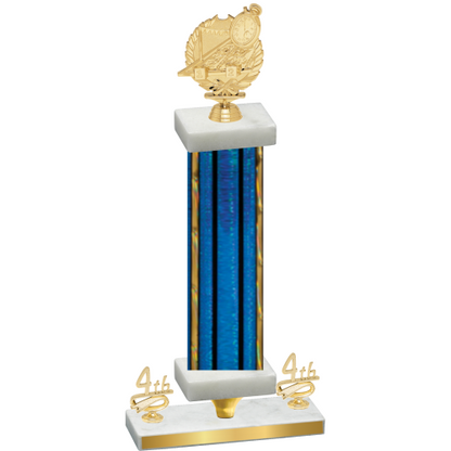 Premium Single Blue Glacier Fourth Place Swimming Trophy