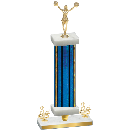 Premium Single Blue Glacier Third Place Cheerleading Trophy