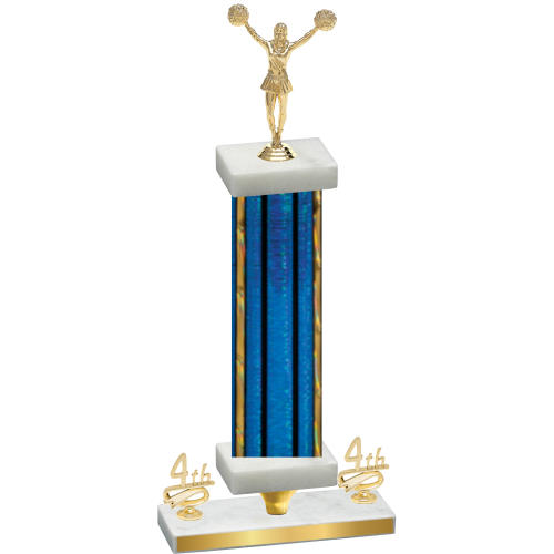 Premium Single Blue Glacier Fourth Place Cheerleading Trophy