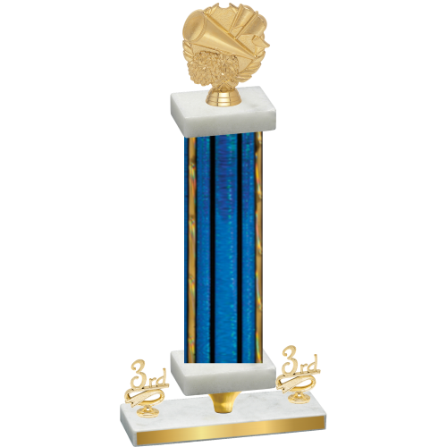 Premium Single Blue Glacier Third Place Cheerleading Trophy