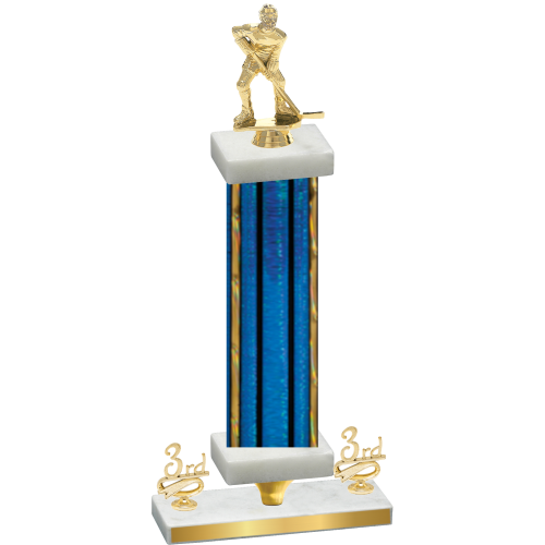 Premium Single Blue Glacier Third Place Hockey Trophy