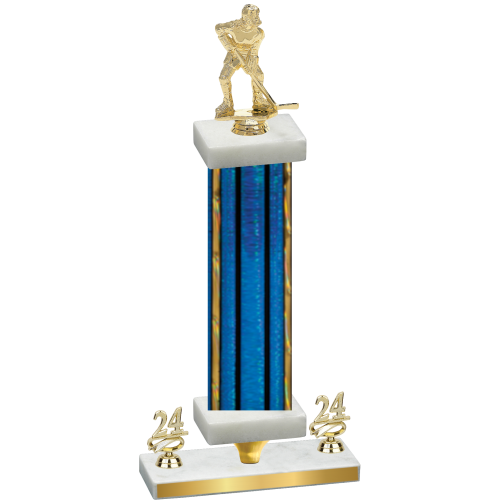 Premium Single Blue Glacier Year Hockey Trophy