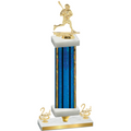 Premium Single Blue Glacier Second Place Lacrosse Trophy