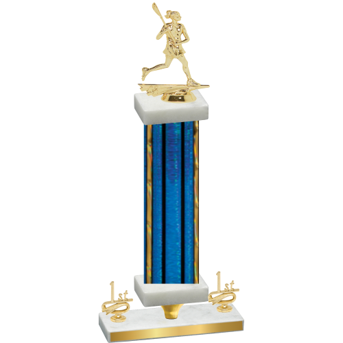 Premium Single Blue Glacier First Place Lacrosse Trophy