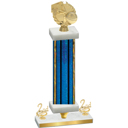 Premium Single Blue Glacier Second Place Basketball Trophy
