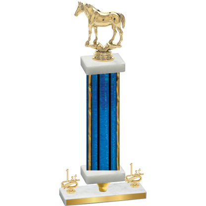 Premium Single Blue Glacier First Place Horses Trophy