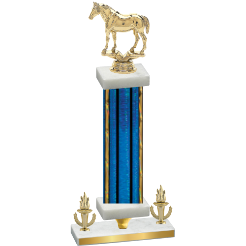 Premium Single Blue Glacier Victory Horses Trophy