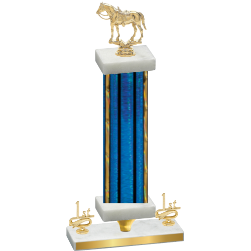 Premium Single Blue Glacier First Place Horses Trophy