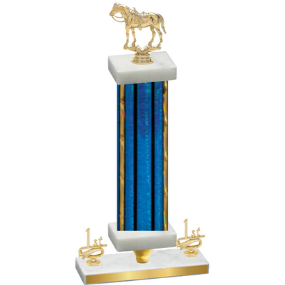 Premium Single Blue Glacier First Place Horses Trophy