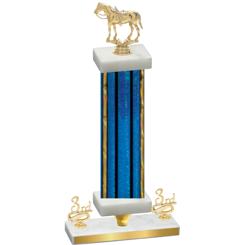 Premium Single Blue Glacier Third Place Horses Trophy