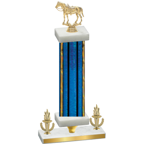 Premium Single Blue Glacier Victory Horses Trophy