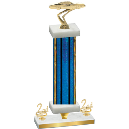 Premium Single Blue Glacier Second Place Cars Trophy