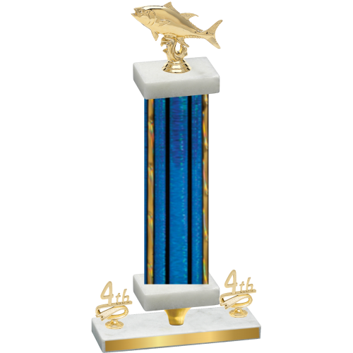 Premium Single Blue Glacier Fourth Place Fishing Trophy