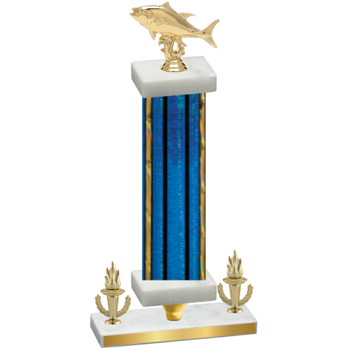 Premium Single Blue Glacier Victory Fishing Trophy