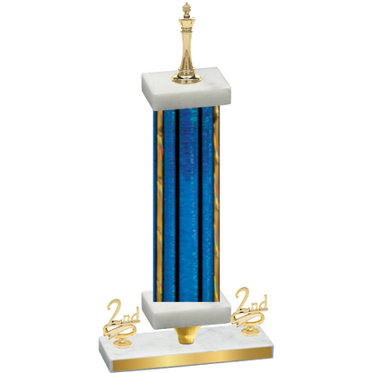 Premium Single Blue Glacier Second Place Chess Trophy
