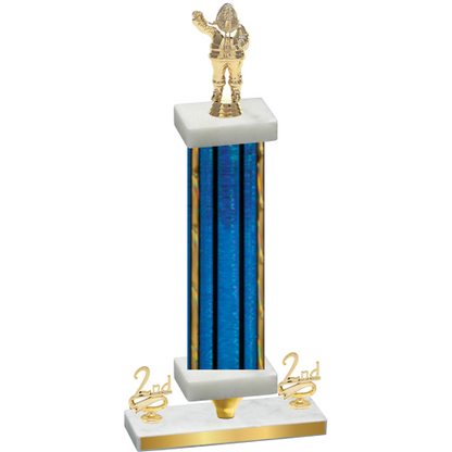 Premium Single Blue Glacier Second Place Holiday Trophy