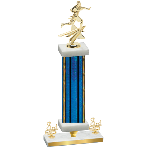 Premium Single Blue Glacier Third Place Flag Football Trophy