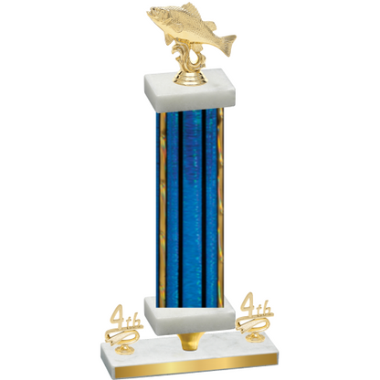 Premium Single Blue Glacier Fourth Place Fishing Trophy