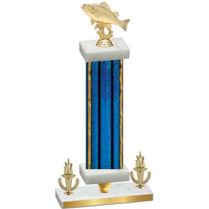 Premium Single Blue Glacier Victory Fishing Trophy