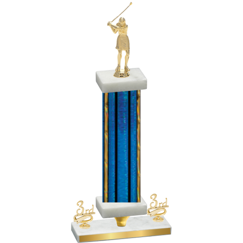 Premium Single Blue Glacier Third Place Golf Trophy
