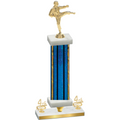 Premium Single Blue Glacier Fourth Place Karate Trophy
