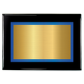 Black Piano Two-Toned Full Plate Plaque with Blue Background