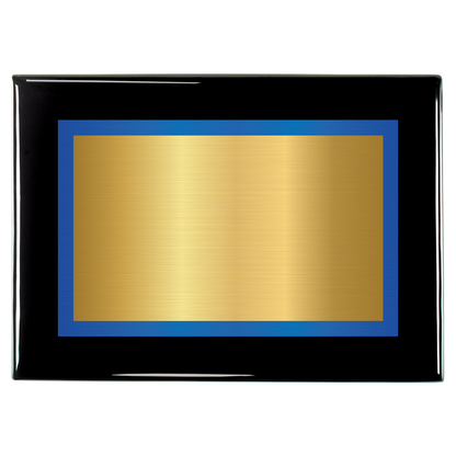 Black Piano Two-Toned Full Plate Plaque with Blue Background