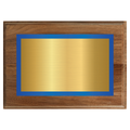 Genuine Walnut Two-Toned Full Plate Plaque with Blue Background
