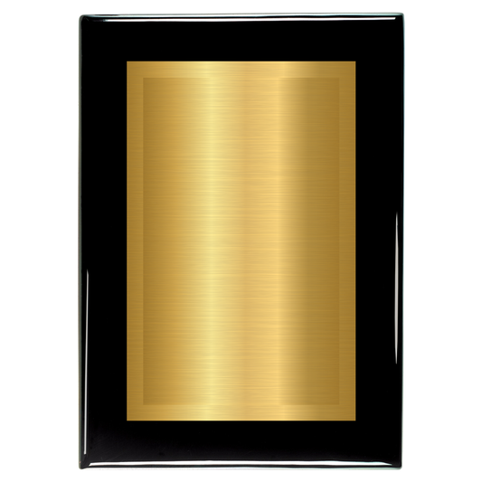 Black Piano Two-Toned Full Plate Plaque with Gold Background