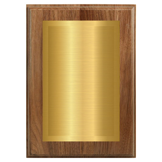 Genuine Walnut Two-Toned Full Plate Plaque with Gold Background