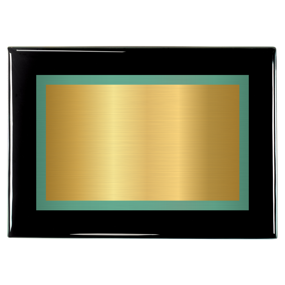 Black Piano Two-Toned Full Plate Plaque with Green Background