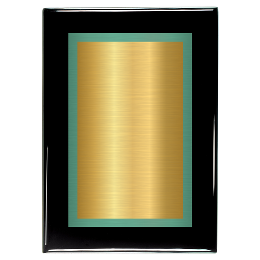 Black Piano Two-Toned Full Plate Plaque with Green Background